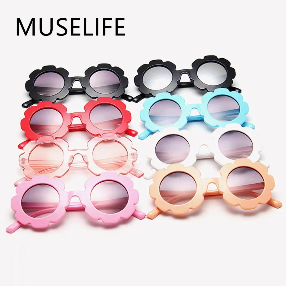 UV400 Cool Kids Sunglasses for Boys Girls Round Cute Sun Flower Design Toddlers Baby Glasses Oculos De Sol
