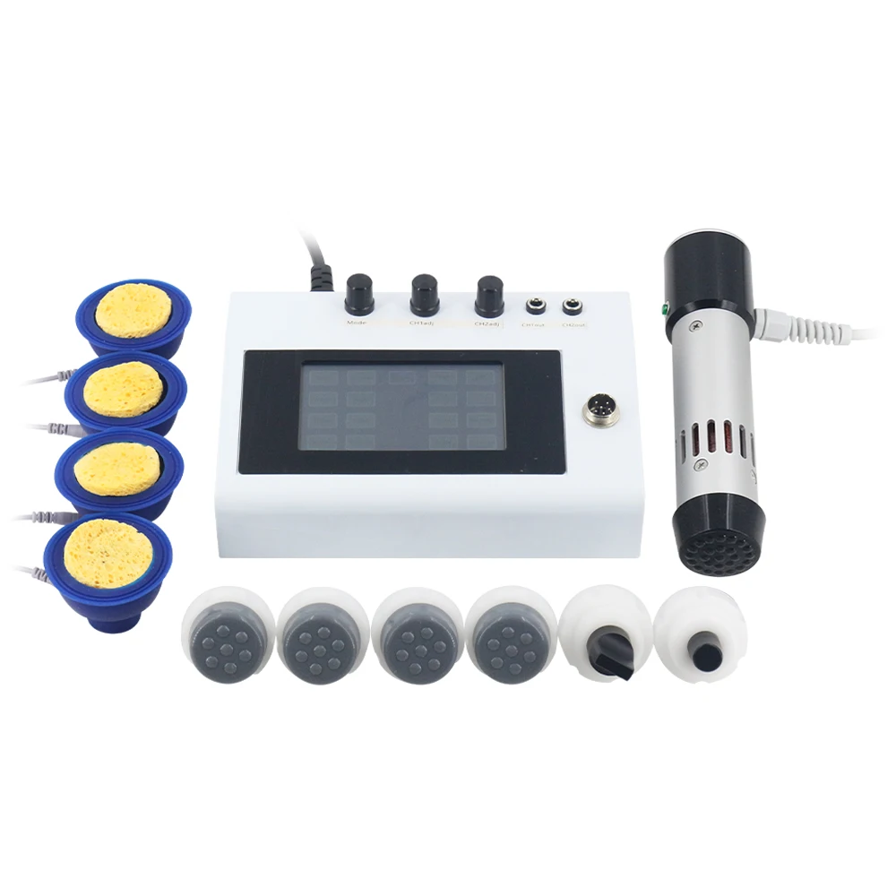 2In1 Shockwave Therapy Machine 7 Heads Pain Relief Men ED Therapy 300mj Professional Shockwave Therapy Machine Body Massager