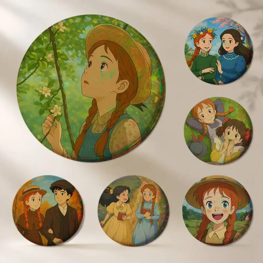 A-Anne of Green Gables Cartoon Brooches Cartoon Badge Pins Backpack Hat Accessories Friend Gift