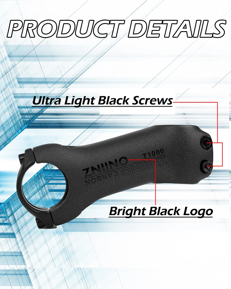 ZNIINO T1000 Carbon MTB Fahrrad Vorbau 6/17 Grad 31,8 MM Carbon Rennrad Vorbau Positive und Negative Radfahren Power Teile – Detail 5