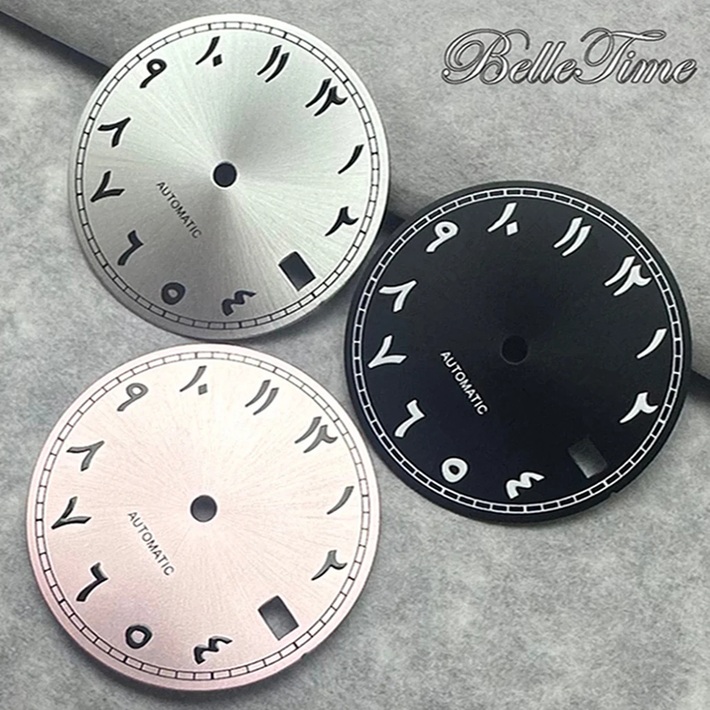 28.5mm Black Silver Blue Red Green Orange Pink Sky Blue Arabic Numeral Watch Faces Fit NH35 /NH36/4R/7S Automatic Movement ﻿