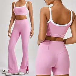 1/2PCS tuta da donna Yoga Set reggiseno sportivo palestra allenamento Legging vita alta pantaloni larghi svasati Fitness pantaloncini sportivi tuta Active Wear