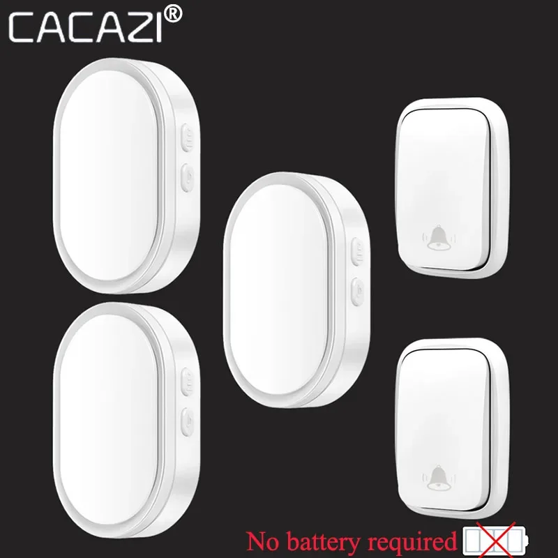 CACAZI self-powered waterproof battery-free wireless doorbell FA99 Europe and the United Kingdom plug doorbell 36 ring 2 button