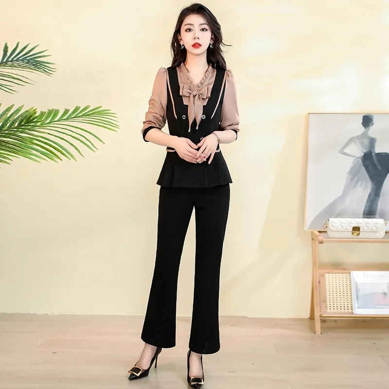 2024NEW Women Outfits Sets Spring Autumn Casual Fashion Female 2PCS Temperament Slim Office Ladies Suits Pants Two-piece Set 4XL