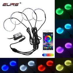 Proyector LED para coche y motocicleta, luz RGB de 360 grados, con Bluetooth, Ojos de demonio de Diablo, 2,5 pulgadas, accesorios para coche, DRL