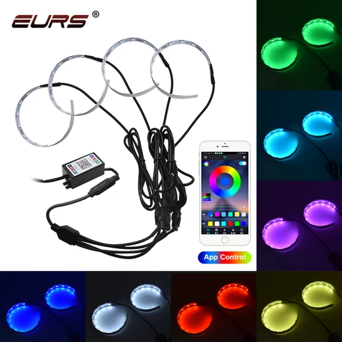 360 grados LED RGB APP Bluetooth Devil Demon Eyes coche motocicleta 2,5 3,0 pulgadas proyector Lenscar Angel Eye DRL accesorios de coche