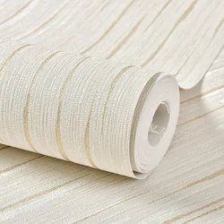 Beige Modern Simple Plain 3D Stripe Wallpaper Diatom Mud Solid Color 3d Embossed Texture Non-woven Bedroom Wall Paper