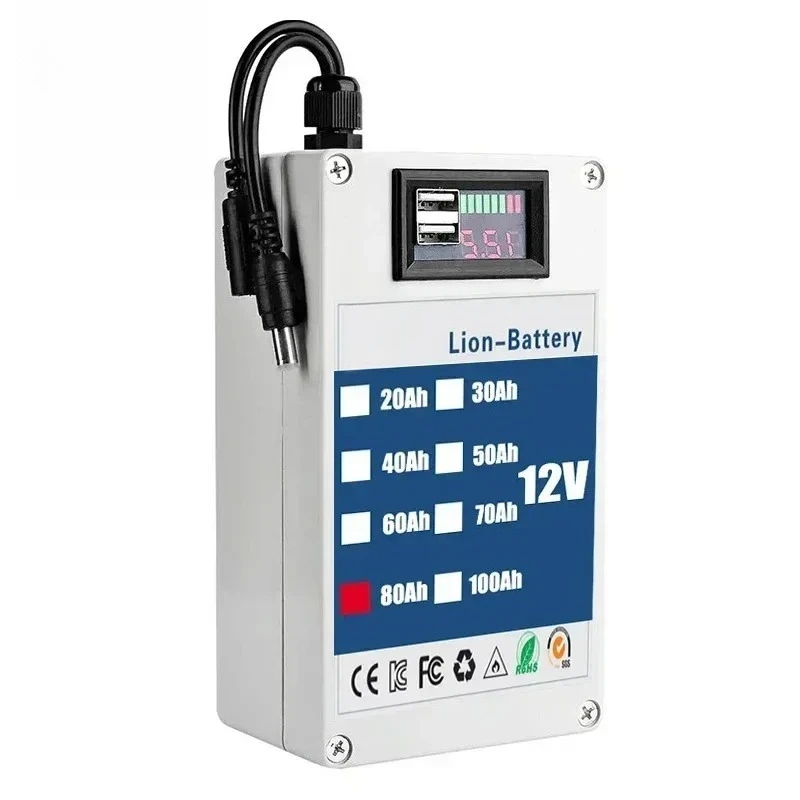 DC 12v 100AH Lithium Ion Rechargeable Battery High Capacity Ac Power Charger with 4 Kinds of Traffic Development +USB Charging