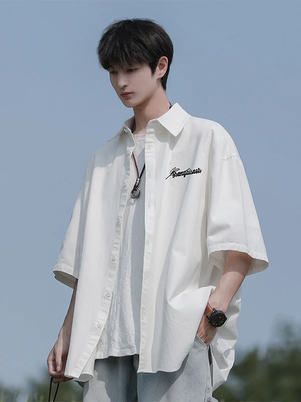 

Loose Fit ort Sve Men's irt Summer Casual Thin White Outerwear Breathable y Sle Faionable Summer irt