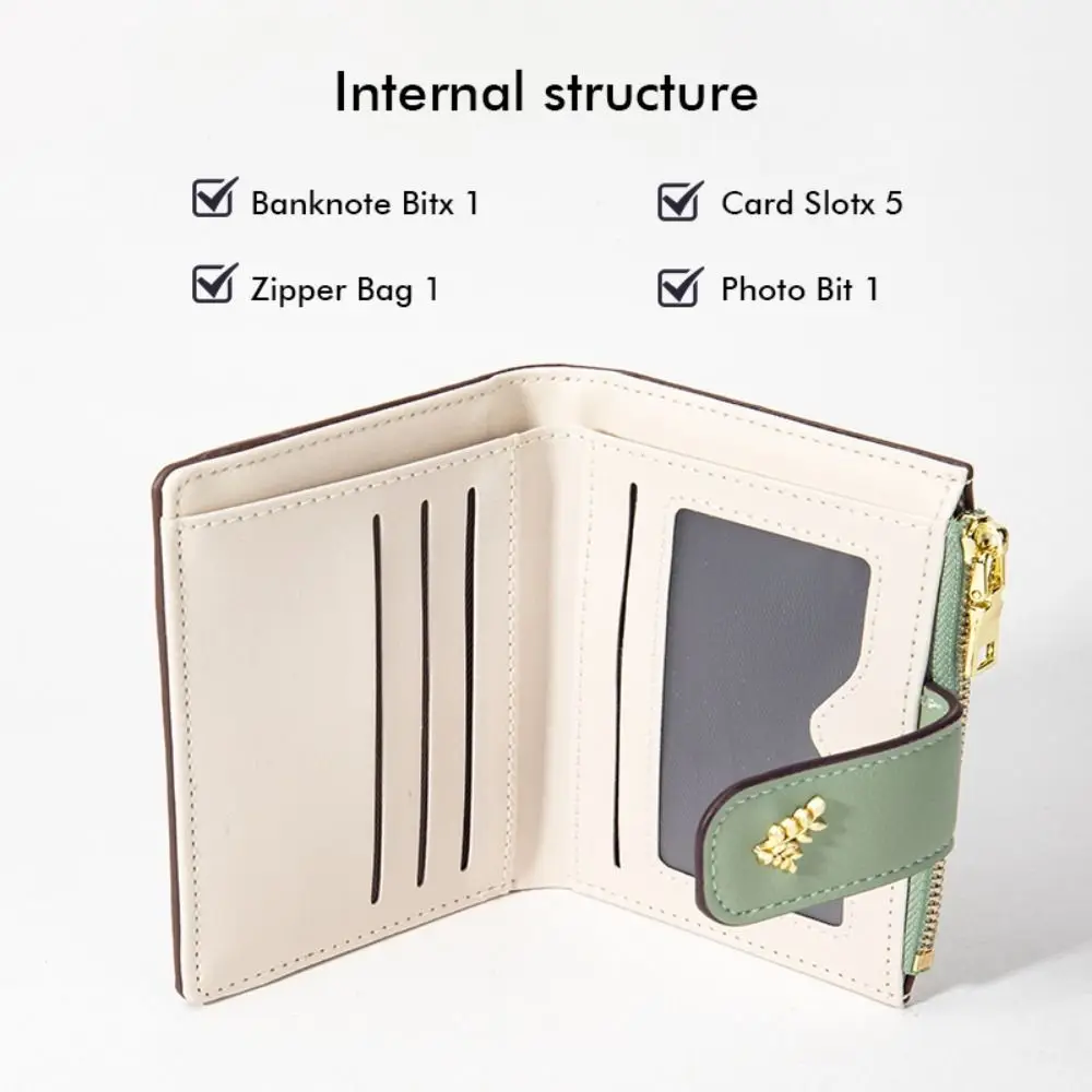 Fashion PU Leather Women Short Wallet Zipper Hasp Multi-Cards Slim Small Wallet Small Flowers Card Bag Holder Girl