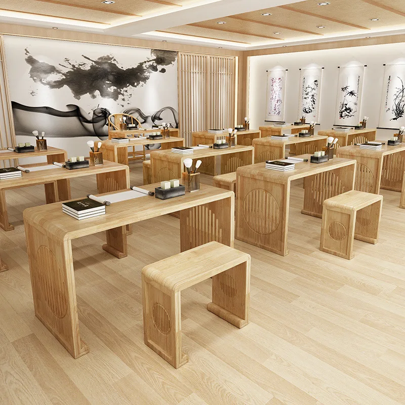 Calligraphy table Sinologytable Solid wood household antique Chinese classical Gotable and chair training class Special classr