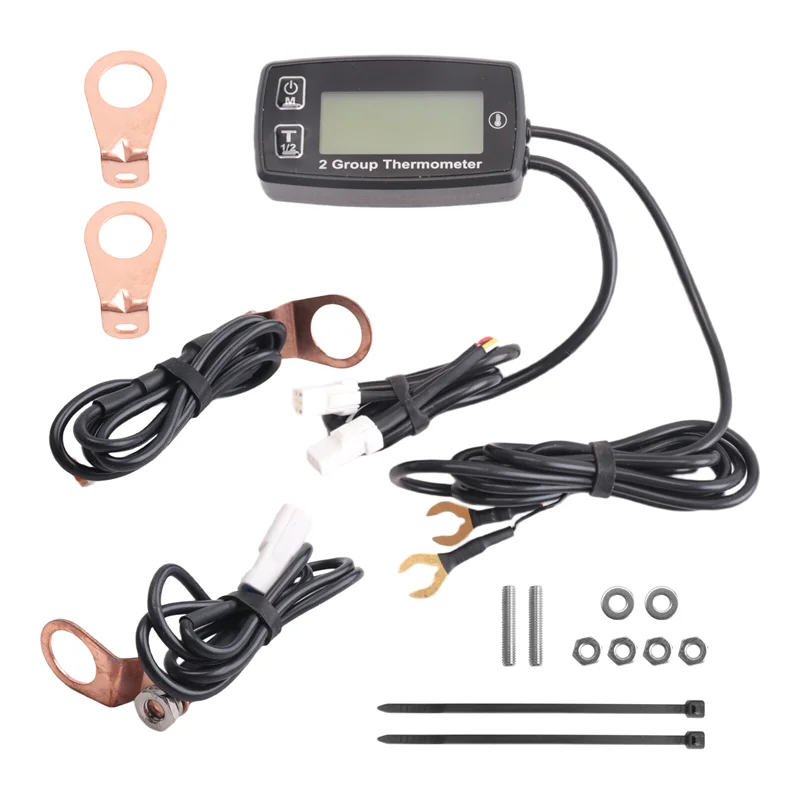 

Двухканальный ЖК-термометр, измеритель температуры двигателя, цифровой дисплей, датчик RL-TS002, для мотоцикла, лодки, ATV-AD39