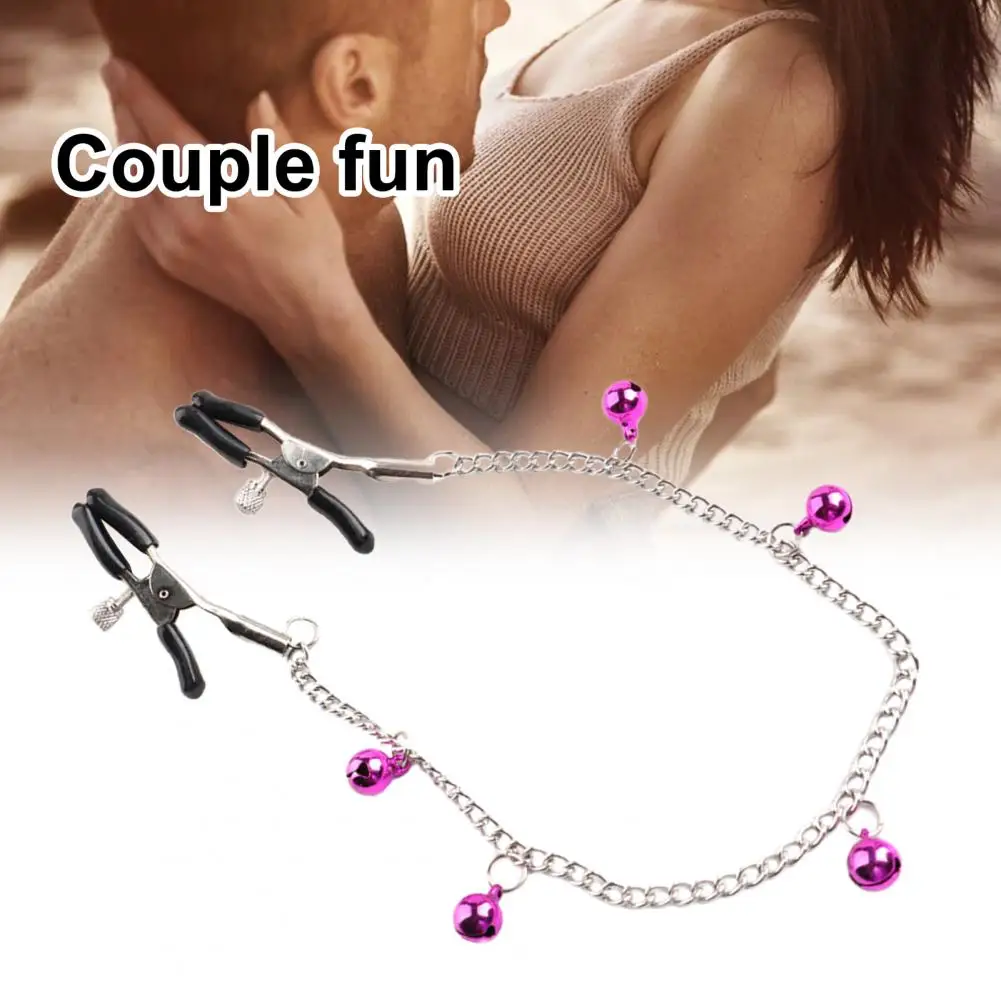 1Pair Breast Clamp Eye-catching Nipple Stimulator Enjoyment Breast Stimulator Metal Nipple Screw Clip with Bell for Couple