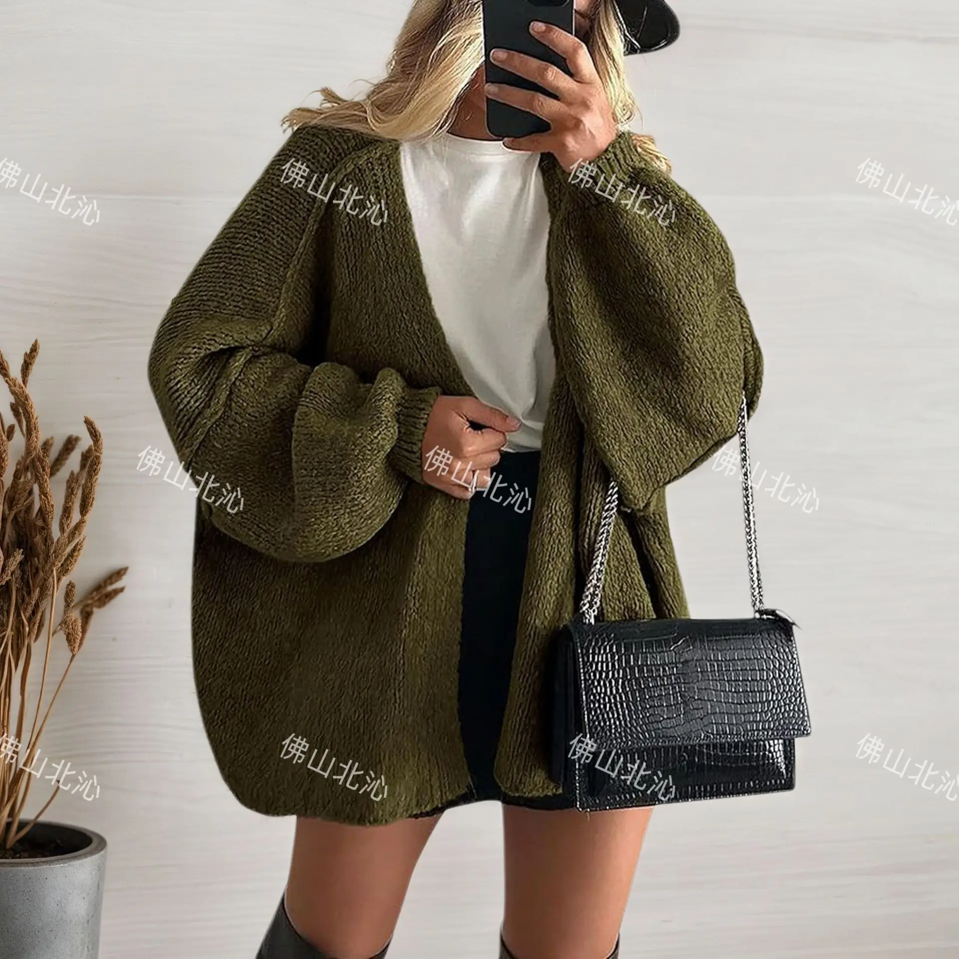 2025 Autumn and Winter New Sweater Jacket Casual Solid Color Knitted Loose Large Size Cardigan Europe and America