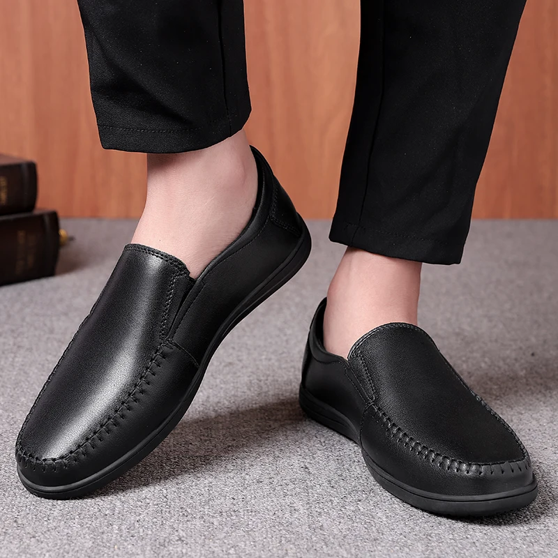 Genuine Leather Men Shoes Luxury Brand Casual Mens Loafers Moccasins Breathable Slip on Designer Driving Shoes Plus Size 38-47