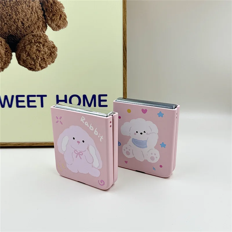 Cute Pink Rabbit Phone Case for Samsung Galaxy Z Flip 6 5 4 3 Protective Back Cover for ZFlip4 ZFlip5 ZFlip6 Case Shell