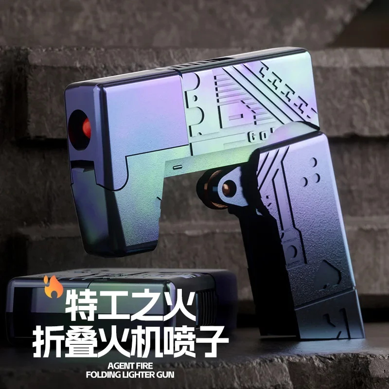 

Agent Fire Lighter Ejection Soft Bullet Gun Foldable Toy Gun Can Launch Boy Portable Pistol Model Christmas Birthday Gift 2025