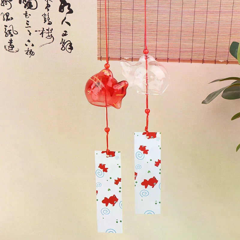 Goldfish Garden Hanging Outdoor Decor Pendant Furin Decorative Fish Ornament Wind Chime Chimes Japanese Glass Style