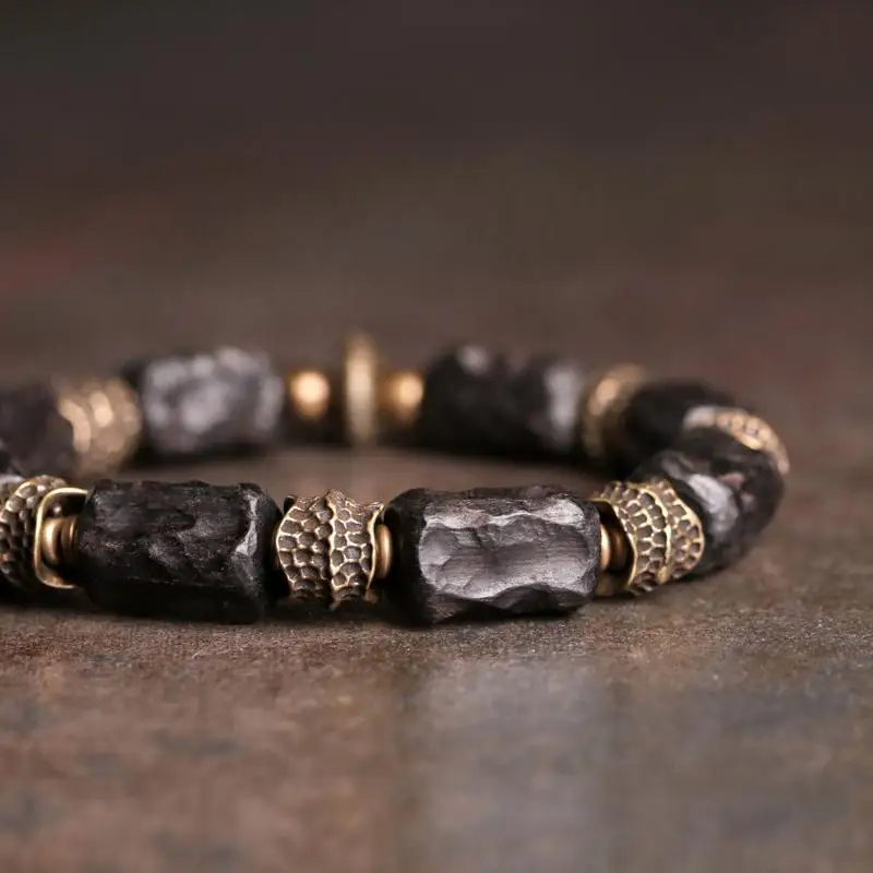 Original Vintage Handmade Texture Chinese Style Black Bracelet Female Personalized Ethnic Style Jewelry Bracelet for Men