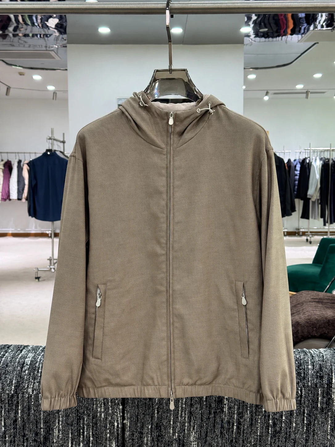 Italian BC Double-Sided Hooded Casual Lightweight Woven Zip Large Pocket Jacket