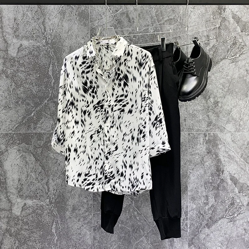 

Летний тонкий повседневный свободный мужской топ с леопардовым принтом irt f Sve Seven Sve, модный корейский свободный топ молодежной речи