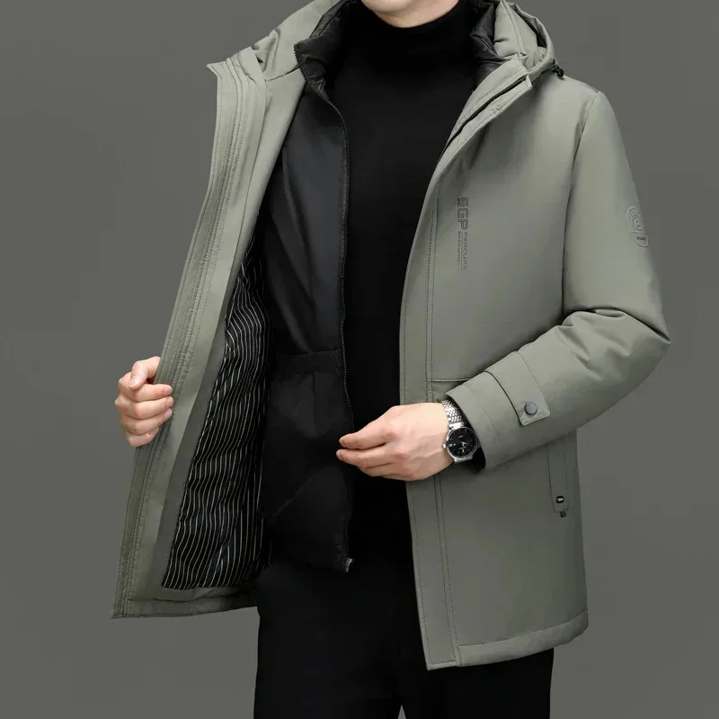 Men's Down Jacket Hat Liner Is Removable Wear Three Wearing Designer Clothes Duck Winter for Male Coat