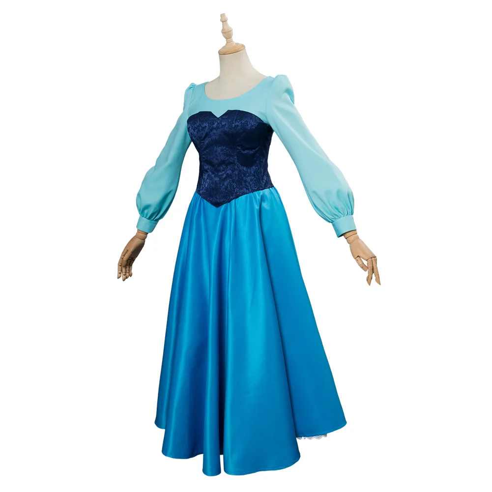 Women Ariel Costume Cosplay Dress Adult Princess Outfit Blue Dance Dress Halloween Carnival Suits