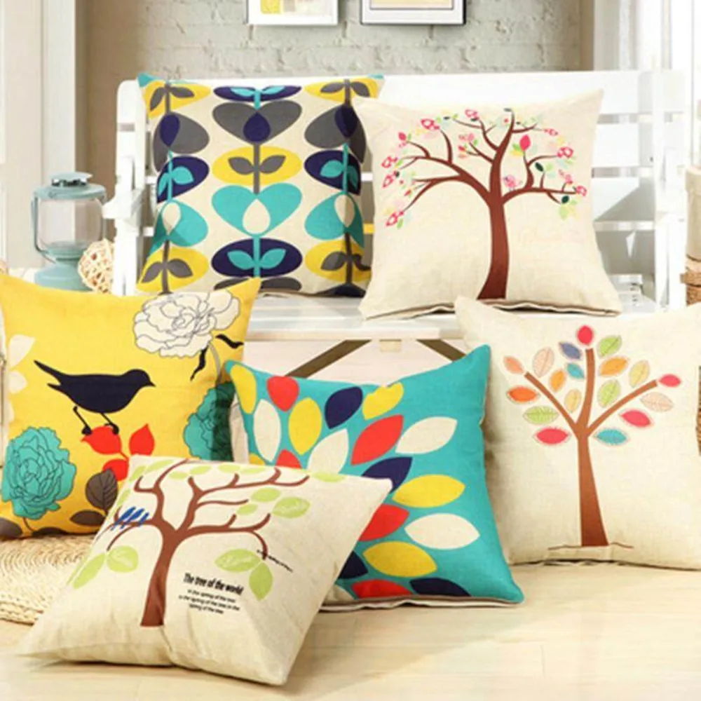 Luxury Floral Cushion Cover Polyester Cotton Pillow Case for Sofa Car Seat Home Decor Decorative Throw Pillow Soft