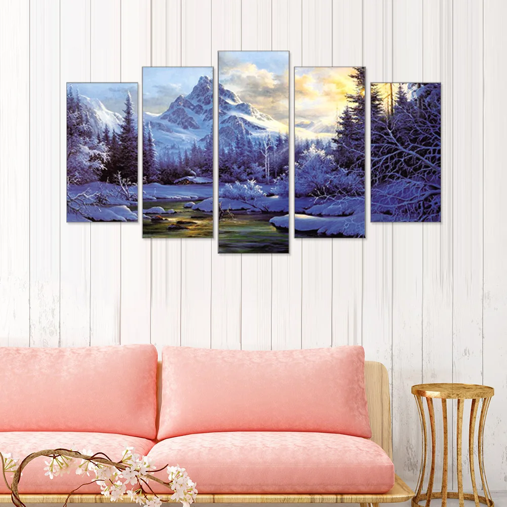 

5шт 5D DIY полная дрель алмазная живопись снежная гора набор для вышивания домашний декор