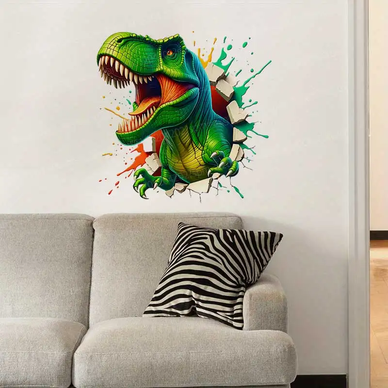 Tyrannosaurus Dinosaur Wall Stickers Waterproof Bathroom Toilet Decoration Decal for Living Room Cabinet Kids Room AA482