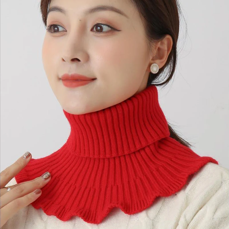 New Knitted Neck Collars Solid Turtleneck Faux False Blouse Top Collar Detachable Scarf Warm Winter Windproof Wrap Scarf Ruffles