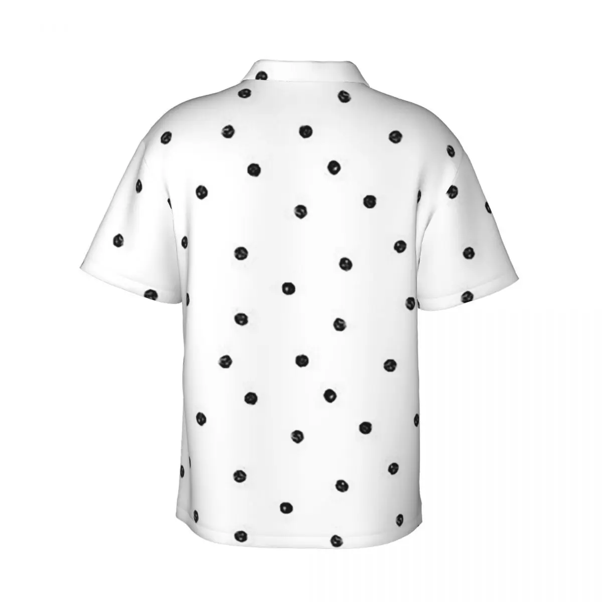 Black White Polka Dot Men's Shirts Hawaiian Short Sleeve Shirt Funny Button Tops for Summer Beach