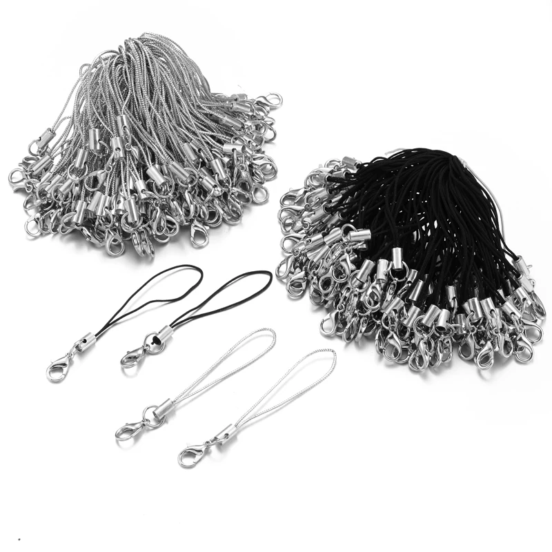 10-30 Uds cordón de poliéster anillo único cierre de langosta llaveros de cuerda ganchos correa de teléfono móvil accesorios llavero V175