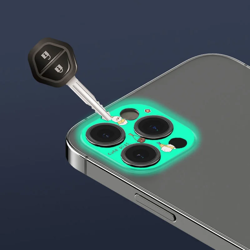 Nueva película luminosa de dibujos animados para Iphone 13 Pro, Protector de lente de cámara para iphone 12 Pro Max, película suave de hidrogel, pegatina para iphone 11