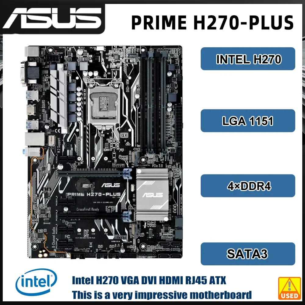 ASUS PRIME H270-PLUS Motherboard LGA 1151 Intel H270 DDR4 64GB support Core i3-6100 i3-6300 i5-6500 i5-7500 i7-6700 cpu M.2 ATX