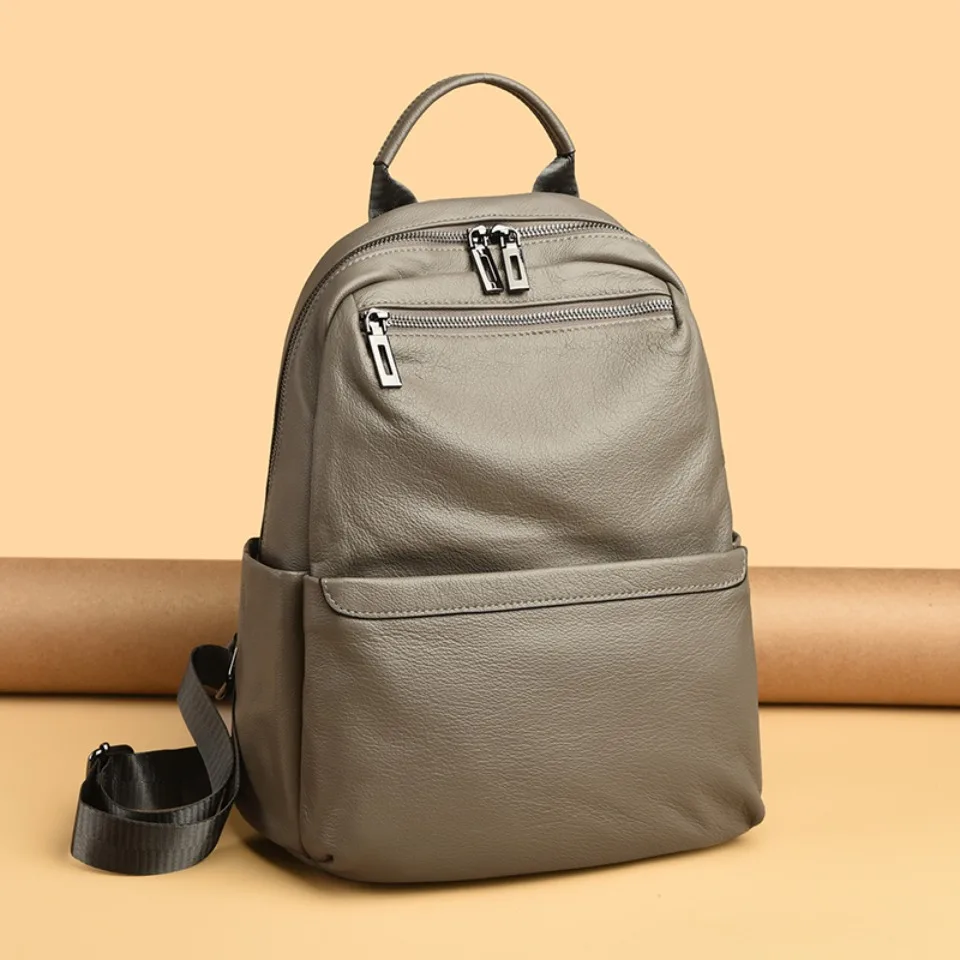 Genuine Leather Backpack for Women Large Capacity Travel Rucksack Back Pack for Ladies Shoulder Bag Purse Cowhide Cow Leather