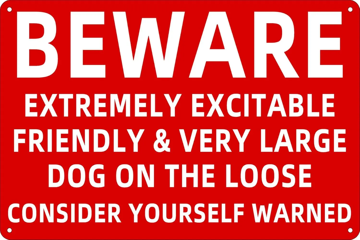 Warning Metal Tin Signs Beware Large Friendly Dog Notice Sign Wall Art Decor Plaque for Property Room Door Garden Yard Outside H