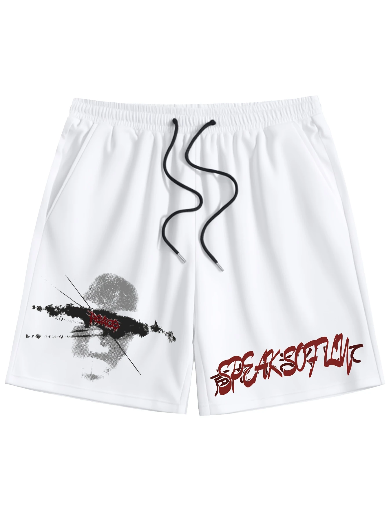 Men's shorts featuring a masked figure graphic and letter print suitable for all seasons  gym shorts men  sweatpants