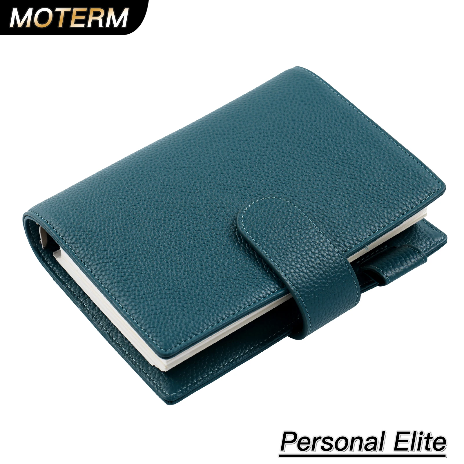 Moterm Personal Elite Rings Planner Without Back Pocket Pebbled Grain Leather Notebook Journal with 25mm Rings Organizer Cover