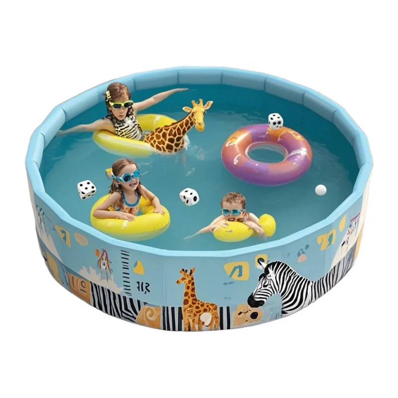 Thickened Round Swimming Pool for Kids Quick Drain No-Install Portable Children's Home Pool for Water Play
