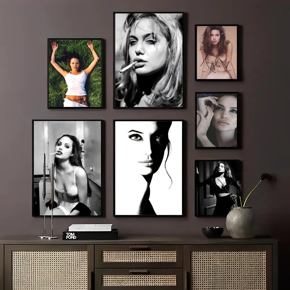 Póster autoadhesivo de Angelina Jolie, de lujo para pared pegatina de sala de estar, Bar, pintura estética decorativa Vintage, sala de juegos para niños