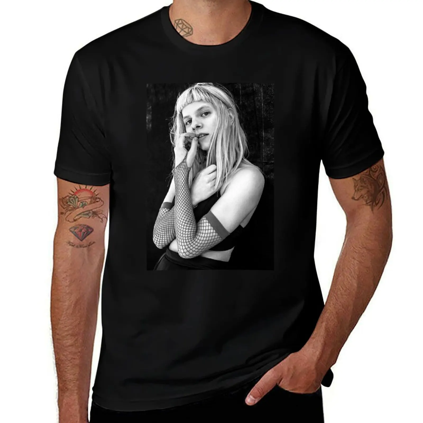 

Aurora Aksnes Fishnet T-Shirt t shirt man casual t shirts for man cotton T-Shirt
