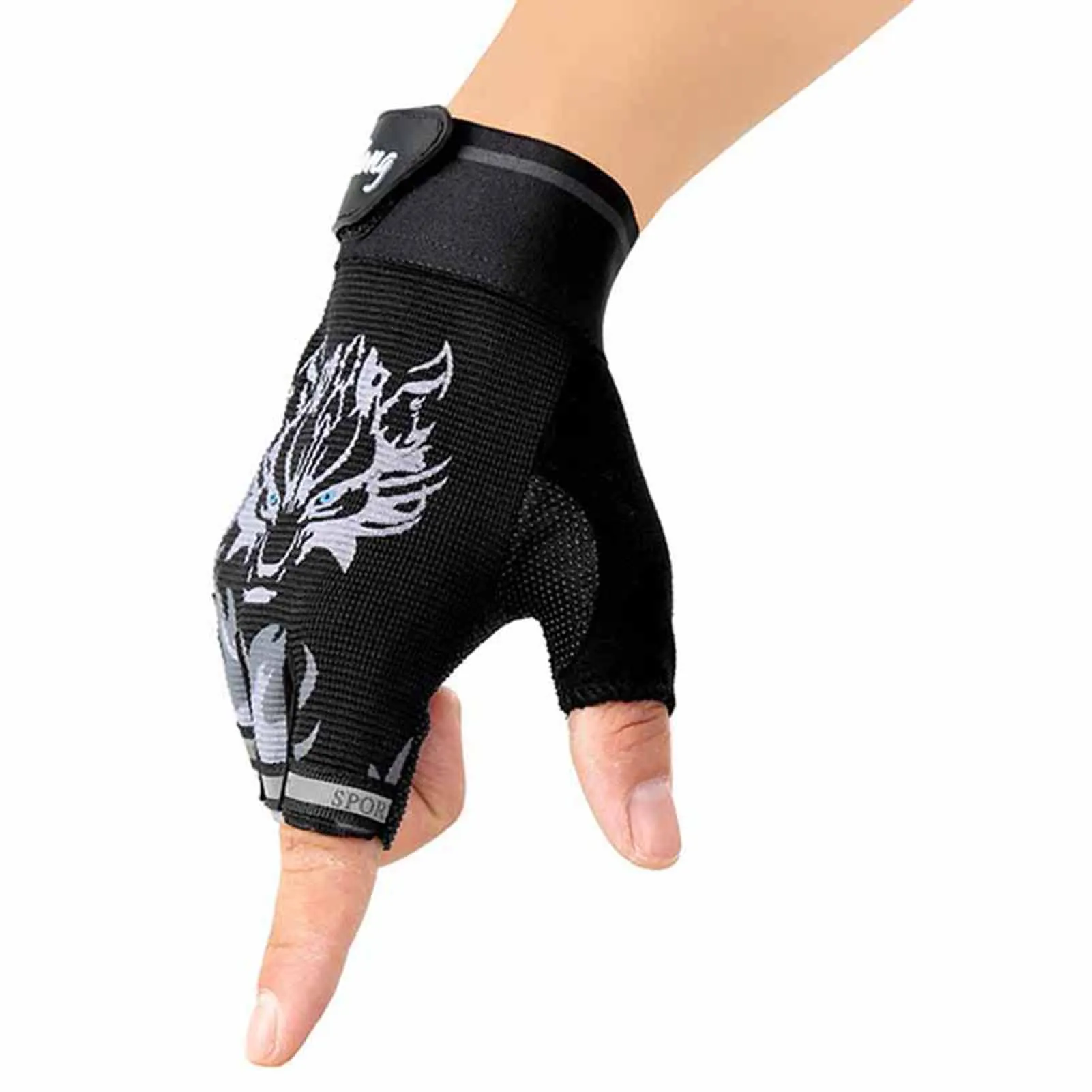 Wolf Head Breathable Half Finger Gloves Suitable For All Kinds Of People Individual Package