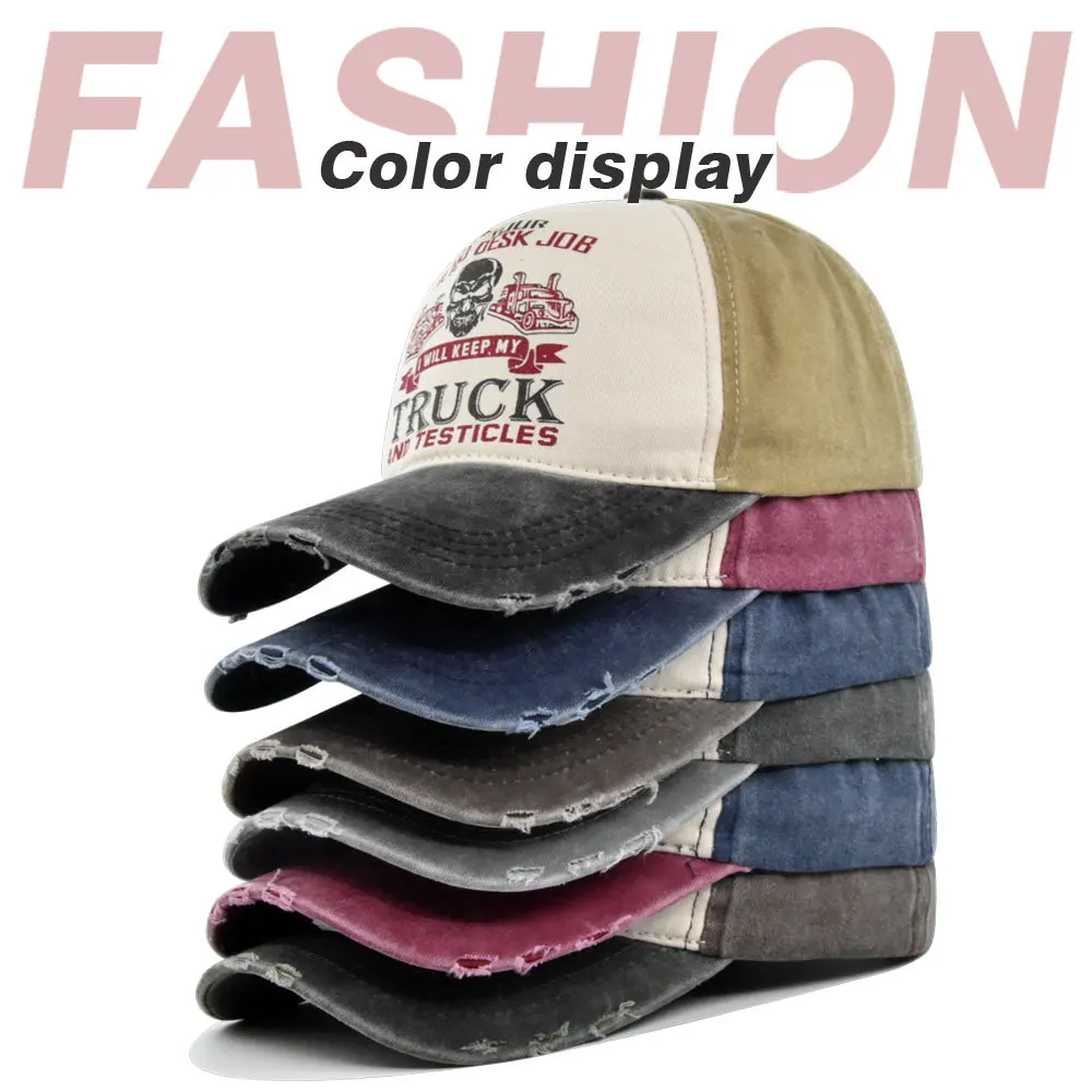 2023 New Men Autumn Winter Skeleton Printing Baseball Cap For Male Outdoor Casual Hip Hop Hat Color Match Gorra Ripped Casquette