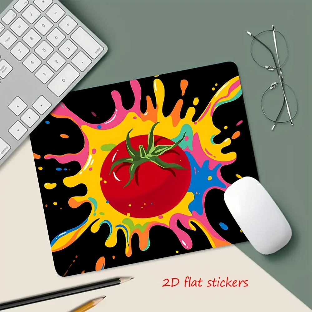 Fun Tomato & Paint Gaming Mouse Pad, Non-Slip Desk Mat with Bold Black Background, Perfect Birthday Gift Idea