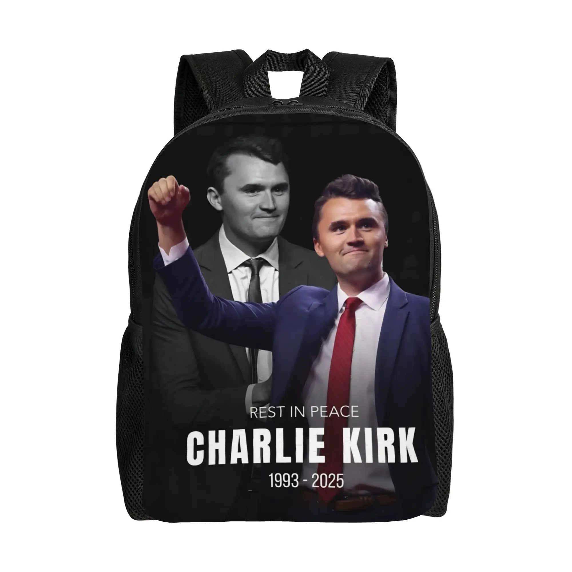Rest In Peace Charlie Kirk Backpack  Boy Girl Polyester University Backpacks Big Kawaii High School Bags Rucksack