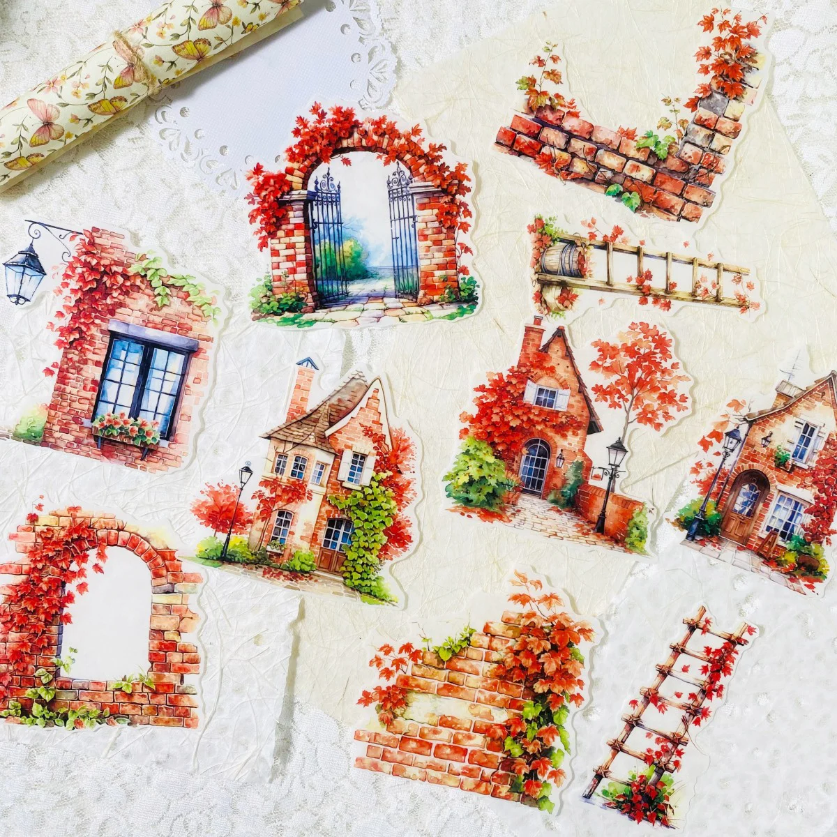 10 Stück Vintage Scrapbook Aufkleber PET Handkonto Dekoration Aufkleber DIY Junk Journal Dekor Zubehör Dekoration Aufkleber