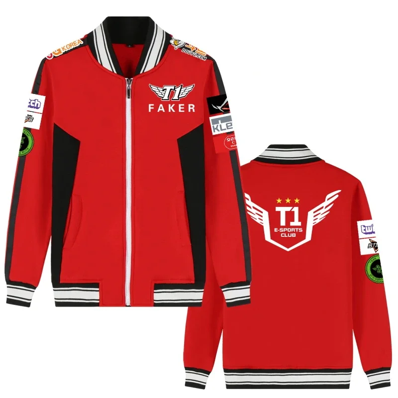 Game LOL World Champion SKT T1 Team Players Uniforms Faker Game Baseball Uniform Winter Men's Thicken Plus Size Print Jacket