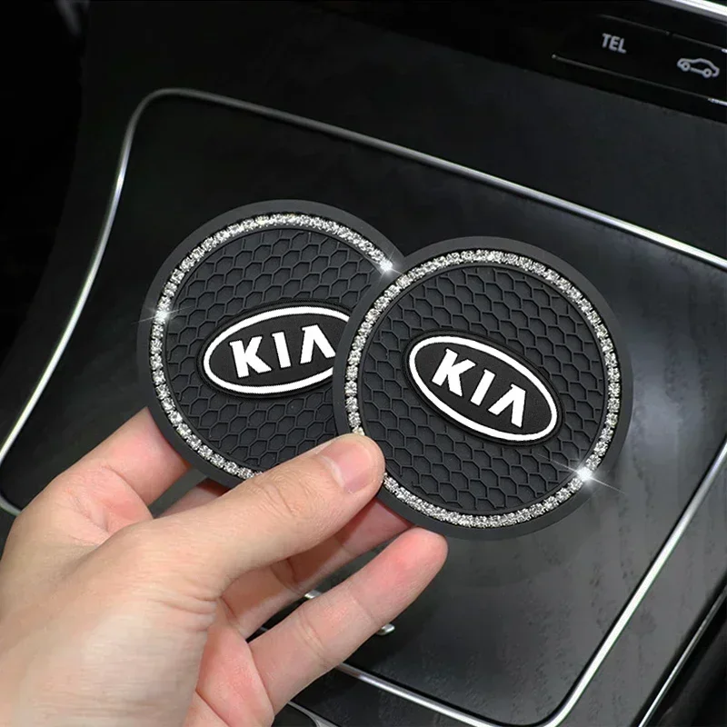 

2 Pack Silicone Car Water Bottle Coaster Anti-Slip Mats for Kia EV6 Sorento Niro Stinger Ceed Carnival K5 K9 Soul Carens VQ Cade
