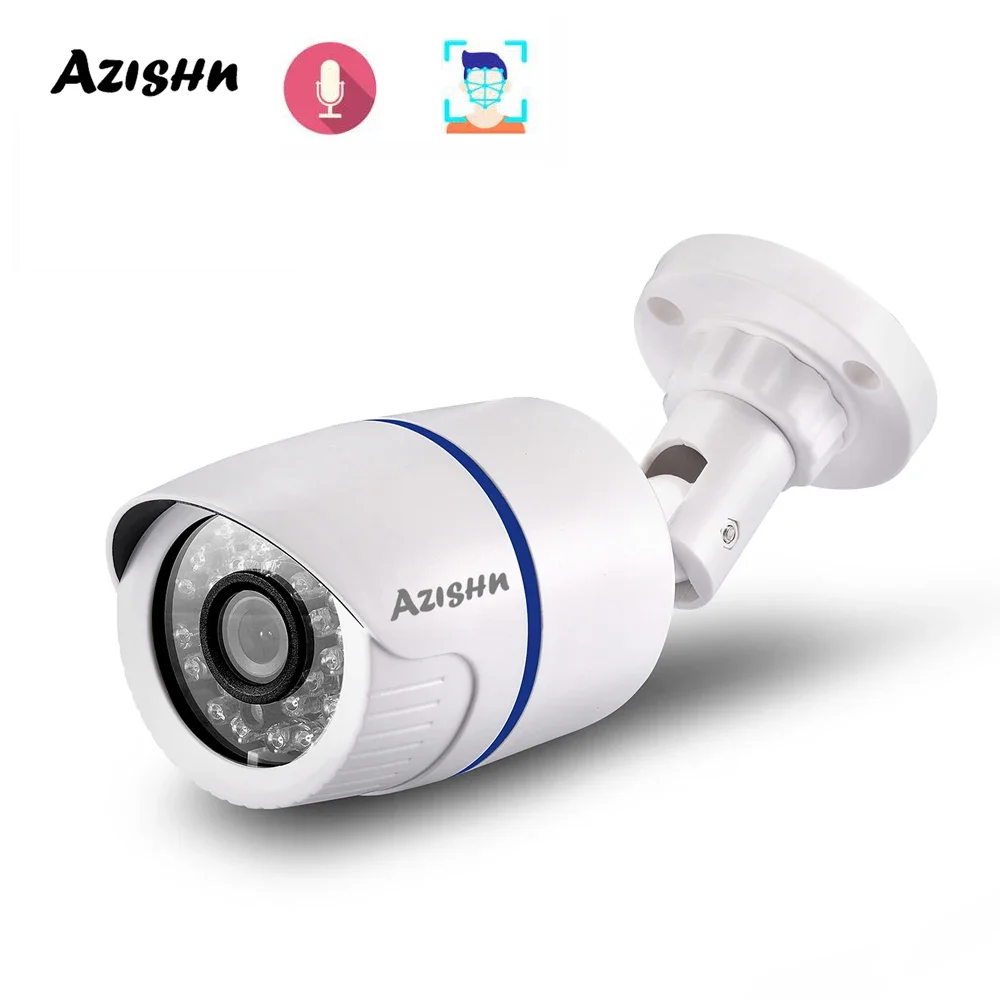 AZISHN 5MP Audio Security IP Camera POE H.265AI Outdoor Waterproof IP66 CCTV Camera P2P Video Surveillance Home AZ78BS60W-5M